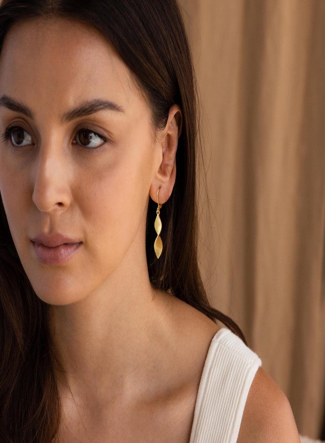 Robaice Gold Dangle Earrings for Women 14K Plated, Lightweight Hypoallergenic Twist Drop Earrings, Trendy Leverback Minimalist Jewelry for Sensitive Ears Vacation Wear, Style A - Image 4